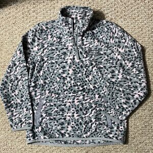 Eddie Bauer Gray and Pink Kids quarter zip fleece Sweatshirt sz 10-12 M